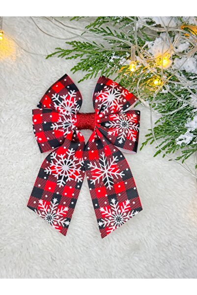 Eliya Clips 1 قطعة مفهوم السنة الجديدة ندفة الثلج الأحمر اليدوية القوس كليب مشبك