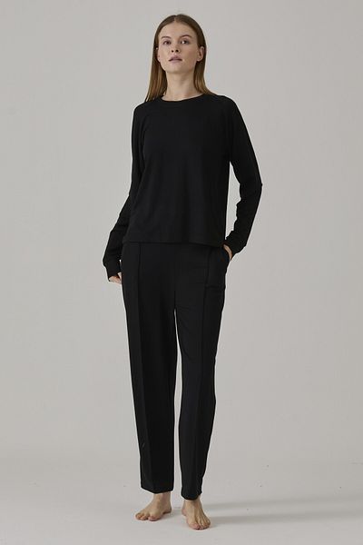Pamuk & Pamuk Women's Black Ring Viscosa Two Thread Pajama Set