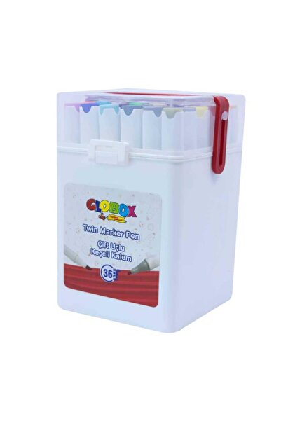 Globox Twin Marker Set Çift Uçlu Keçeli Kalem 36 Renk Plastik Çantalı