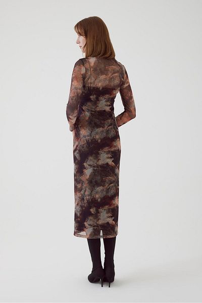 Exquise Rochie midi din tul slim fit - model abstract