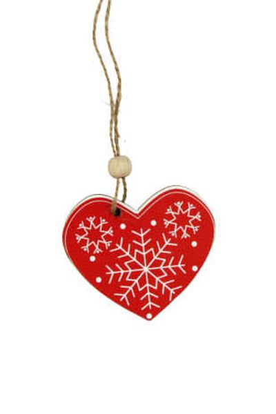 kidspartim Christmas Red 3-Piece Wooden Pine Tree Ornament Heart Model Set