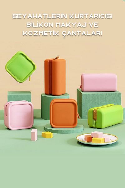 ZENİTH Cylinder Cosmetic Bag - Orange Makeup House Organizer Organizer Travel Organizer