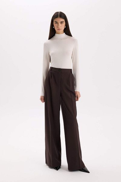 DeFacto Wide Leg Winter Trousers Wide Leg Pocket High Waist Long Size E2797Ax24Wn