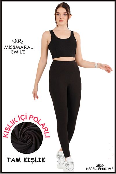 missmaral High Waist and Recovery Black Lycra Winter Leggings - Plus Size Curve B1024