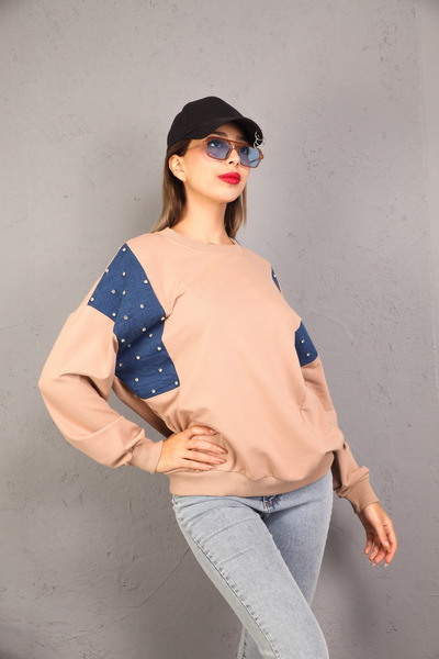 onlymoon KADIN GİYİM 2iplik kot detaylı sweatshirt