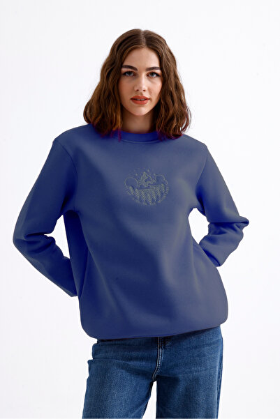 Northlight Unisex Sax Mavi Mountains Nakışlı Bisiklet Yaka İçi Yumuşak Polarl...