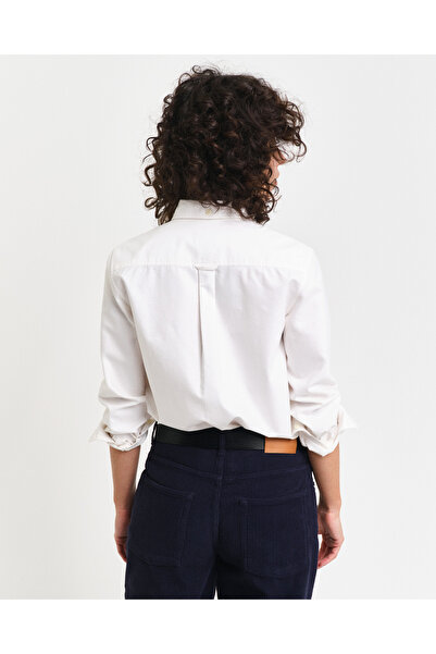 Gant Kadın Beyaz Regular Fit Düğmeli Yaka Oxford Gömlek