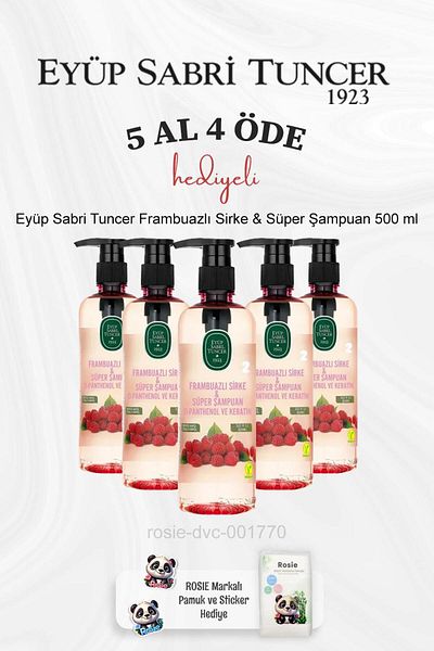Eyüp Sabri Tuncer Raspberry Vinegar and Super Shampoo 500ml - Buy 5S and Pay 4S, Rosie Cotton