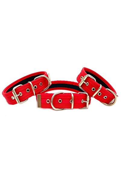 Tasma Market Kırmızı Yumuşak Dokulu Kolon Köpek Tasması