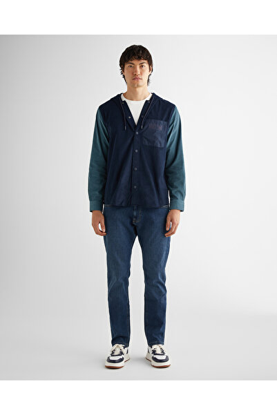 Gant Erkek Lacivert Oversize Fit Kapüşonlu Logolu Gömlek