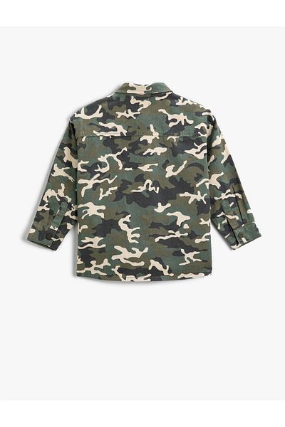 Koton Camouflage Patterned Oversize Jacket Cotton