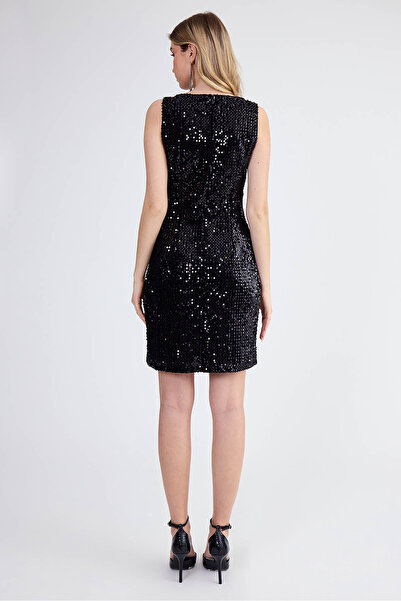 Vitrin Sıfır Kol Pul Payet Elbise