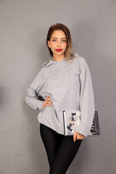 only moon Women's Clothing, 2-Thread Hooded Sweatshirt with Embroidery Detail