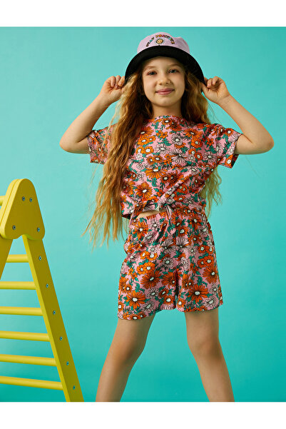 Koton Kurzarm-T-Shirt aus Baumwolle mit Blumenmuster