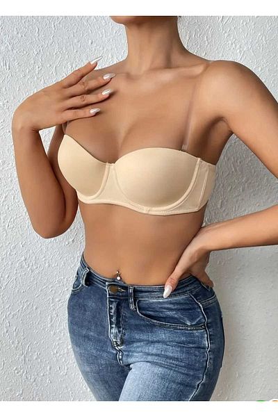 gigigiyim Γυναικείο σουτιέν Push Up Strapless με επένδυση σε χρώμα δέρματος