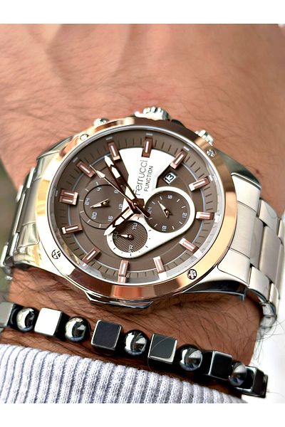 Ferrucci Silver Color Functions Active Men's Wrist Watch+Bracelet