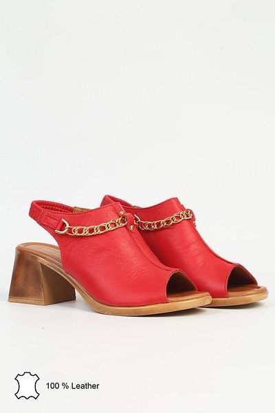 Pierre Cardin Red Women's Leather Heeled Shoes Pck-5037