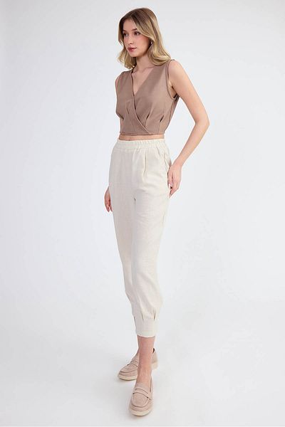 Vitrin Viscose Linen Pleated Trousers