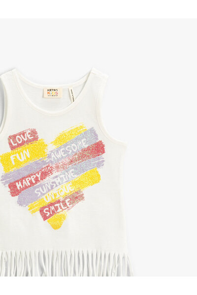 Koton Slogan Printed Tassel Undershirt Cotton
