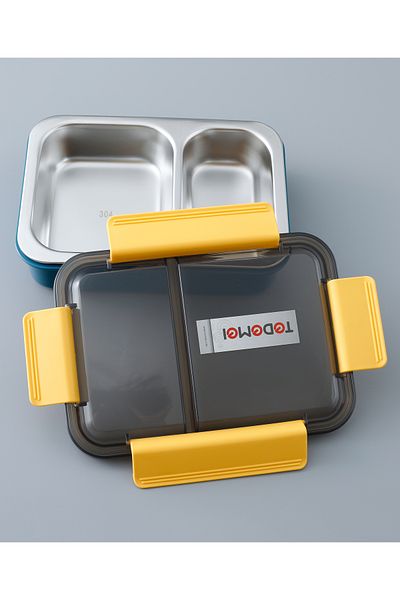 Fab N Funky صندوق غداء معزول مقاوم للتسرب للأطفال بسعة 750 مل - حجرة مزدوجة، خالٍ من مادة BPA، سهل التنظيف، للأطفال من سن 3 سنوات فما فوق، أزرق