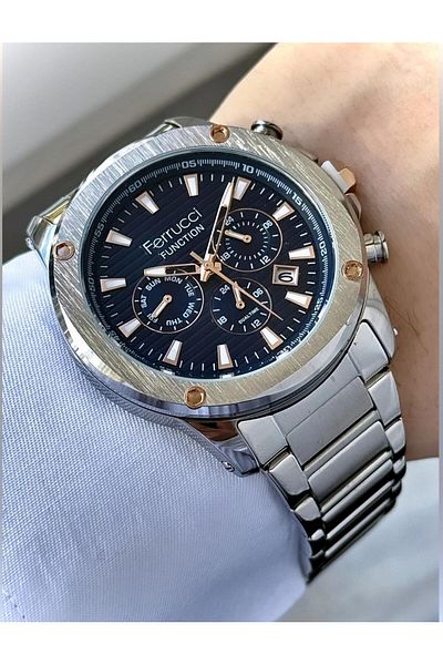 Ferrucci Men's Multifunctional Metal Band Wristwatch