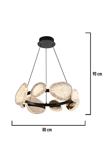 Apliqa Firuze 8'li 60 Watt Eskitme Kristal Taşlı Modern Tasarım Salon Led Avize