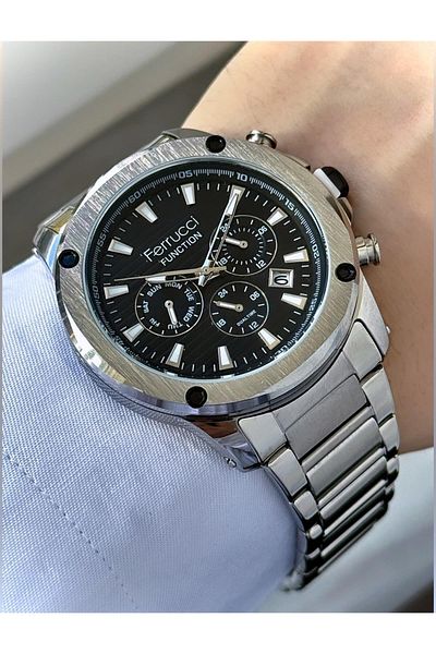 Ferrucci Men's Multifunctional Metal Band Wristwatch