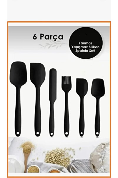 SYN AKSESUAR 6 Adet Isıya Dayanıklı Yanmaz Yapışmaz Silikon Spatula Seti 6' l...