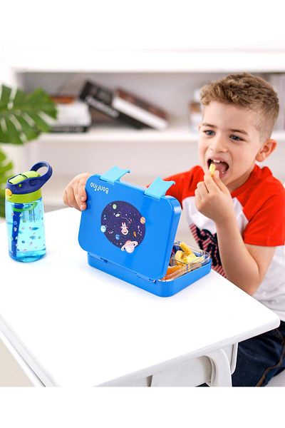 Fab N Funky Bonfino Dino ABS Bento Lunch Box, BPA Free, Microwave Safe Removable Tray, 1.1L, 3 Years+ - Green