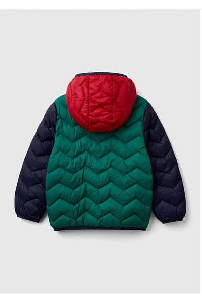 United Colors of Benetton Boy - Pine Green Mix, Left Chest Logo, Hood, High Collar m