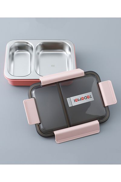 Fab N Funky Kids Insulated Leakproof Lunch Box Pink - Double Compartment, BPA Free, Easy Clean -  750mL