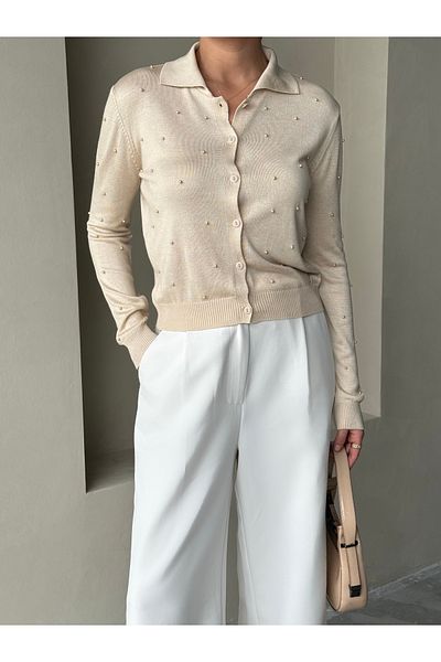 Laluvia Stone Polo Neck mini sarkú kardigán -4560