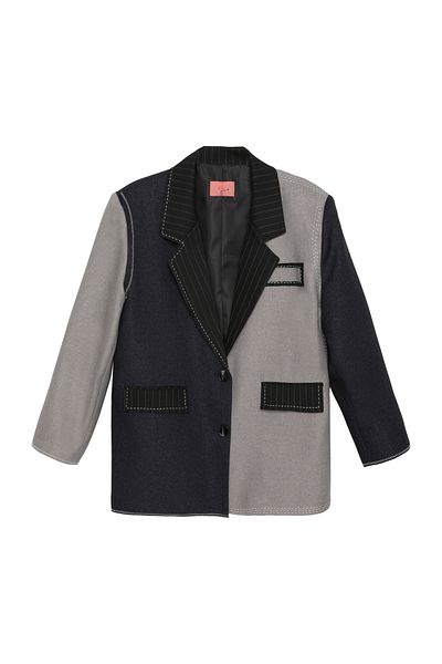 Quzu Blazer asortat bleumarin - Jachetă cu cusături