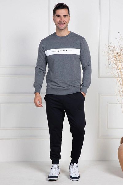 Mecit Pijama Σετ ανδρικές πιτζάμες - 100% βαμβάκι, μακρύ μανίκι με μανσέτες, τσέπη, λαιμόκοψη