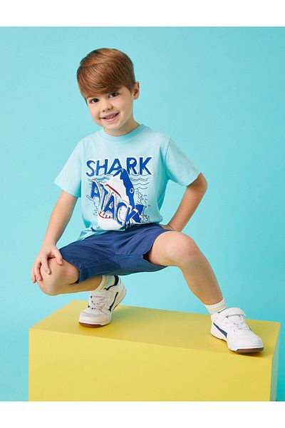 Koton Tricou cu mânecă scurtă imprimat rechin bumbac