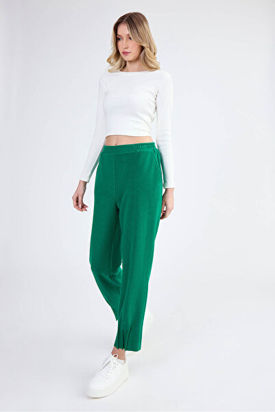 Vitrin Elastic Waist Pleated Knitwear Trousers
