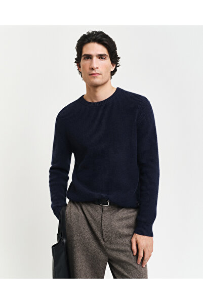 Gant Erkek Lacivert Regular Fit Bisiklet Yaka Kazak