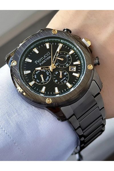 Ferrucci Men's Multifunctional Metal Band Wristwatch