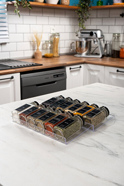 Mienda Home 12 Adet Cam Baharatlık Seti Siyah Kapaklı Etiketli Şeffaf-pleksi ...