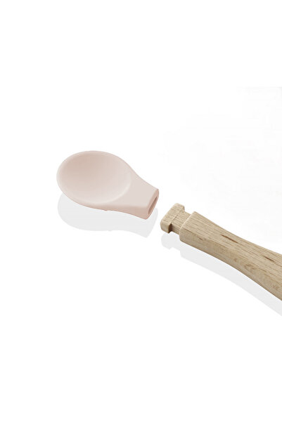 Evelise Lingurita cu maner din lemn si varf rotunjit din silicon BabyJem (Cul...