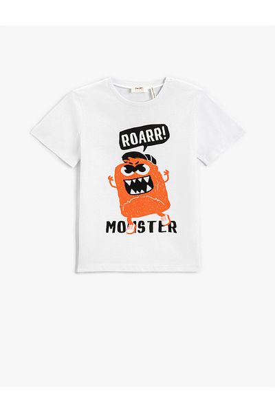 Koton Monster Printed Short Sleeve T-Shirt Cotton