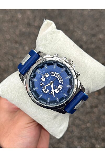 pierrose Lacivert Silikon Kordon Çelik Kasa Erkek Kol Saati