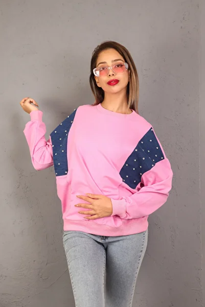 only moon Women's Clothing 2Thread Jeans Detail Sweatshirt
