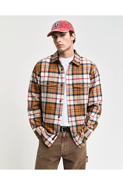 Gant Erkek Kahverengi Regular Fit Kareli Gömlek