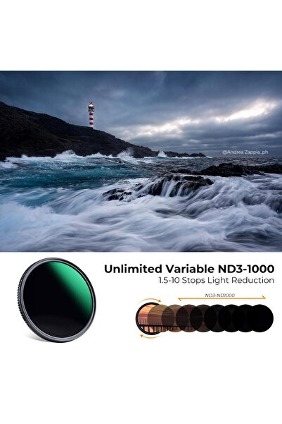 K&F CONCEPT K&F 72mm ND3-ND1000 Varıbale Nano-X ND Filtre / Ultra İnce