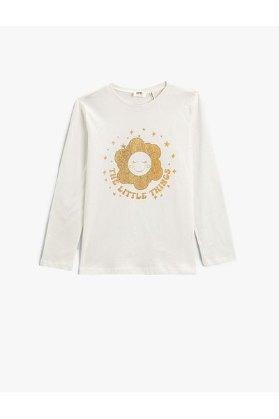 Koton Tricou cu mânecă lungă imprimat bumbac cu decolteu