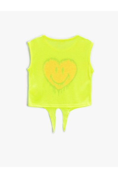 Koton Tricou crop imprimat cu dantelă în față cu decolteu