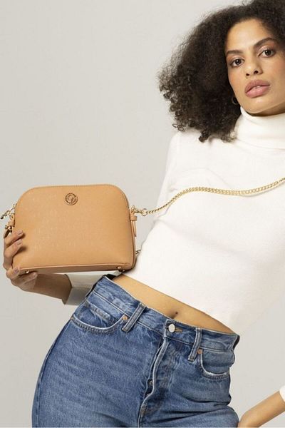 Valentino Orlandi Camel Monogram Women's Crossbody Bag - Vlt044