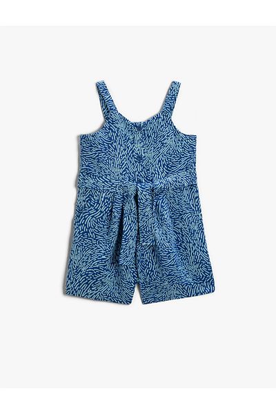 Koton Leinen-Shorts-Overall, Mini-Träger, Gürtel, detailliert