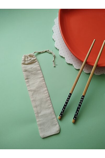 Bezza 2 Pairs Bamboo Chopstick Noodle Sticks and 2 Pcs 25*5 Sizes Hambez Pouch